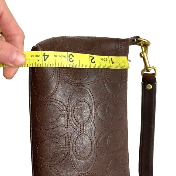 Coach stitched embossed c brown leather mini bag RARE - Picture 8 of 10